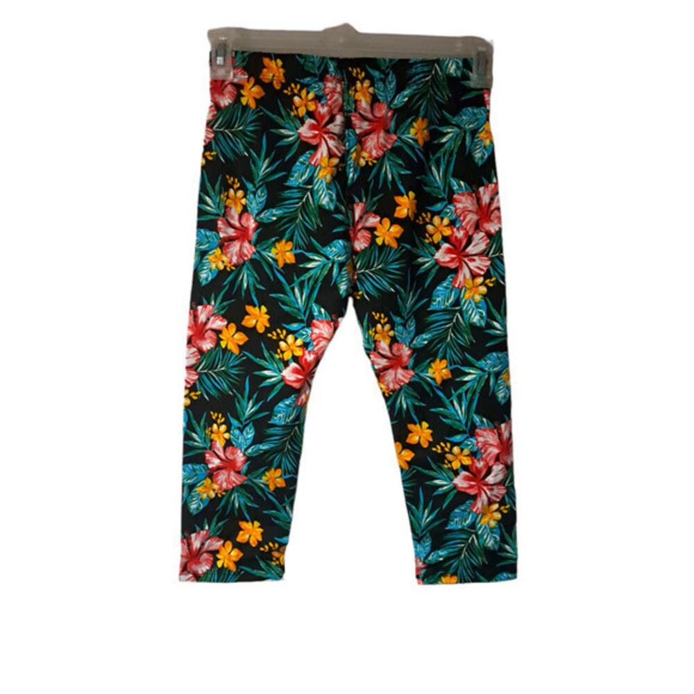 No Boundaries Womens High-rise‎ Stretch Capri Leggings Black Floral M 7-9